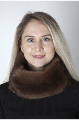 Dark brown polecat fitchew  fur neck warmer 